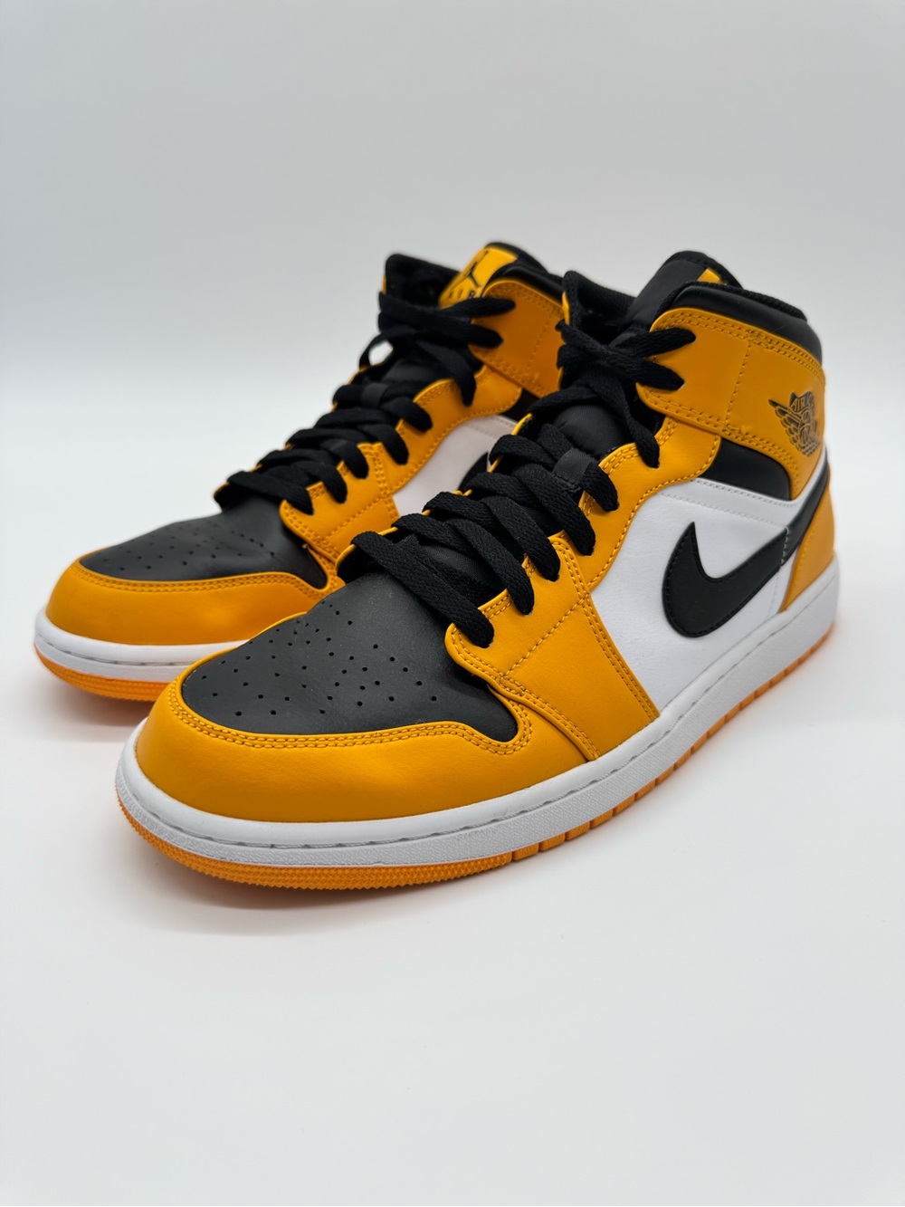 Air Jordan 1 Mid Taxi Sneakers Yellow Black White Size 12